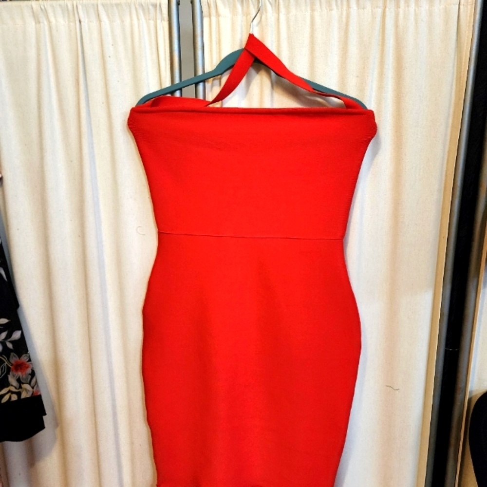 Size  Large Bright Red Bodycon dress.